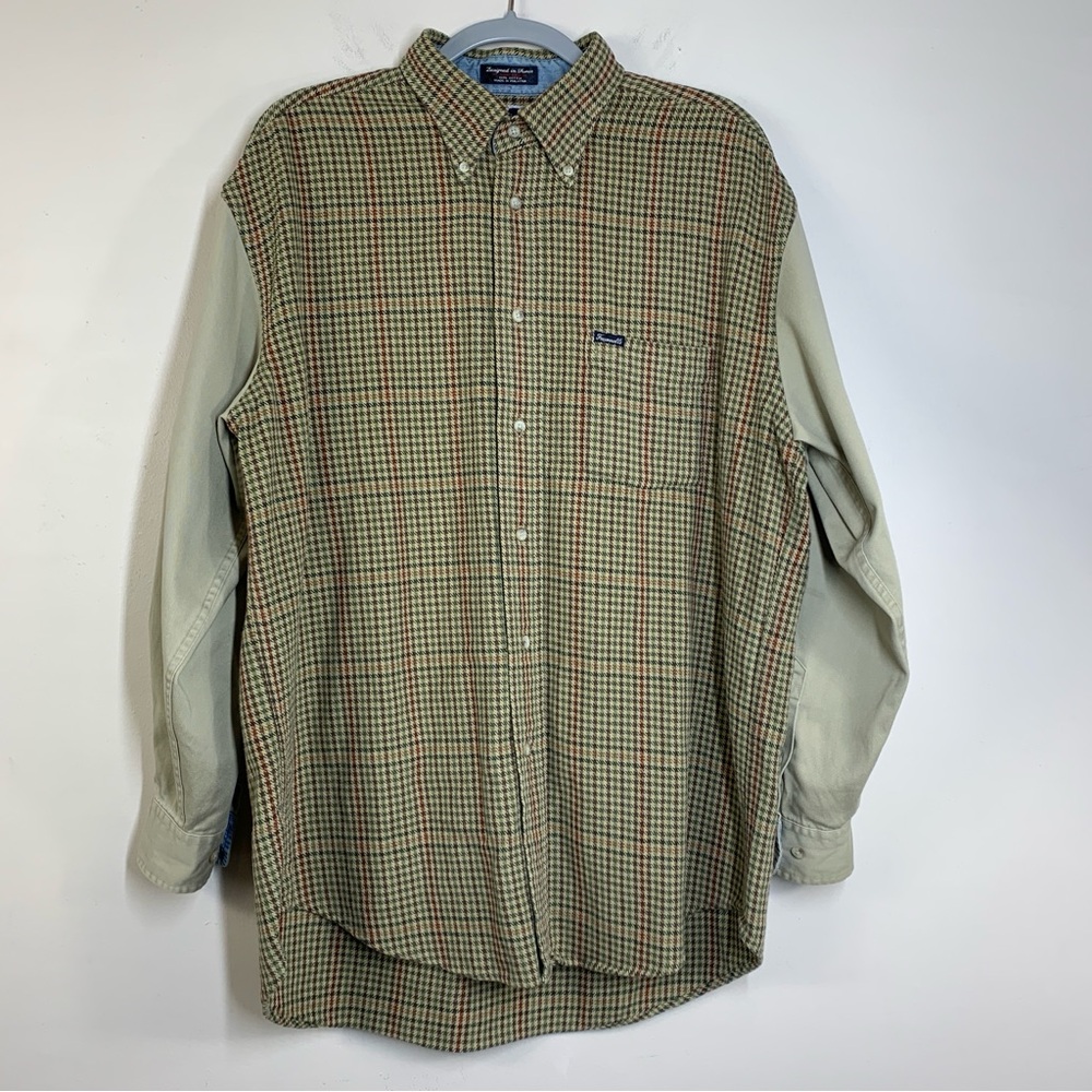 Faconnable Green and Red Checkered Button-Down Shirt